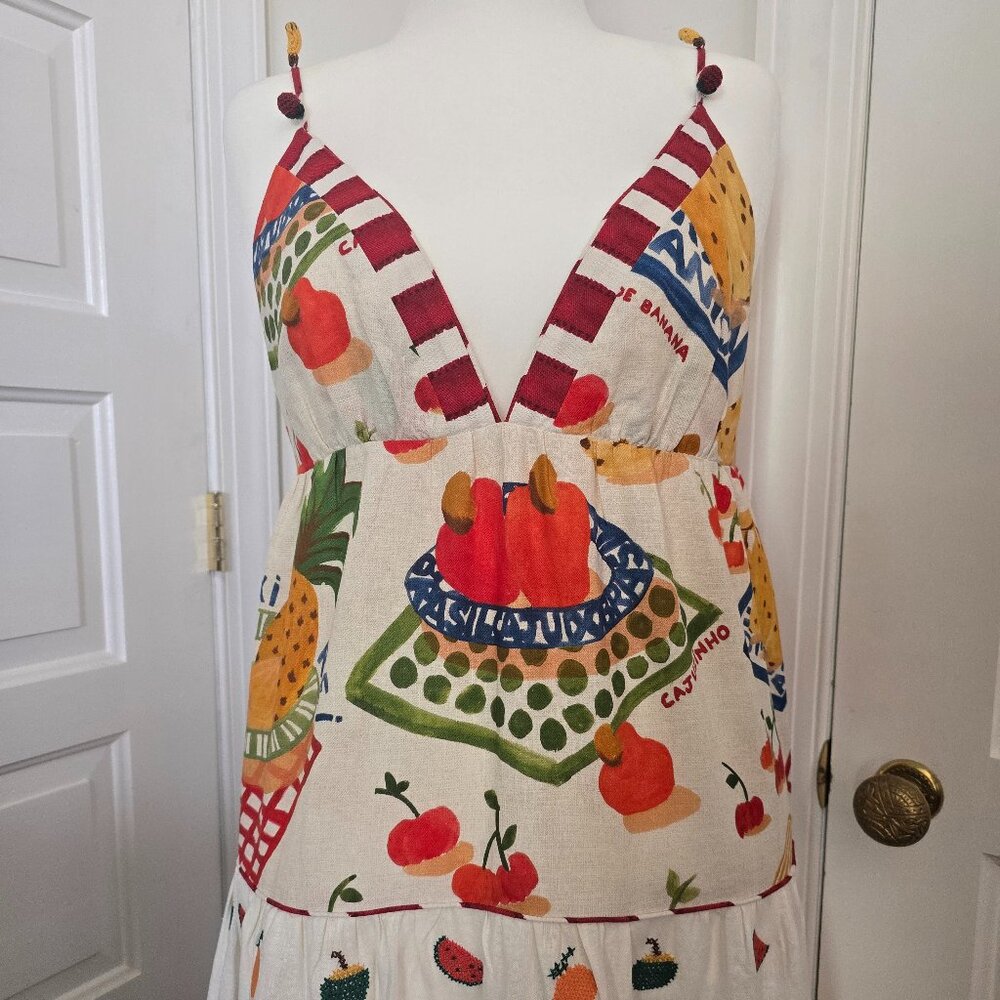 NWT Farm Rio Mixed Picnic Vibrant & Sexy Low Cut Summer Maxi Dress Size L - Picture 5 of 16